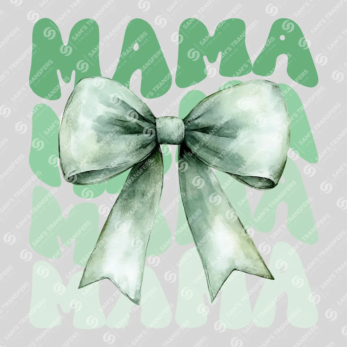 Apparel featuring a Green Bow Mama-themed DTF transfer.
