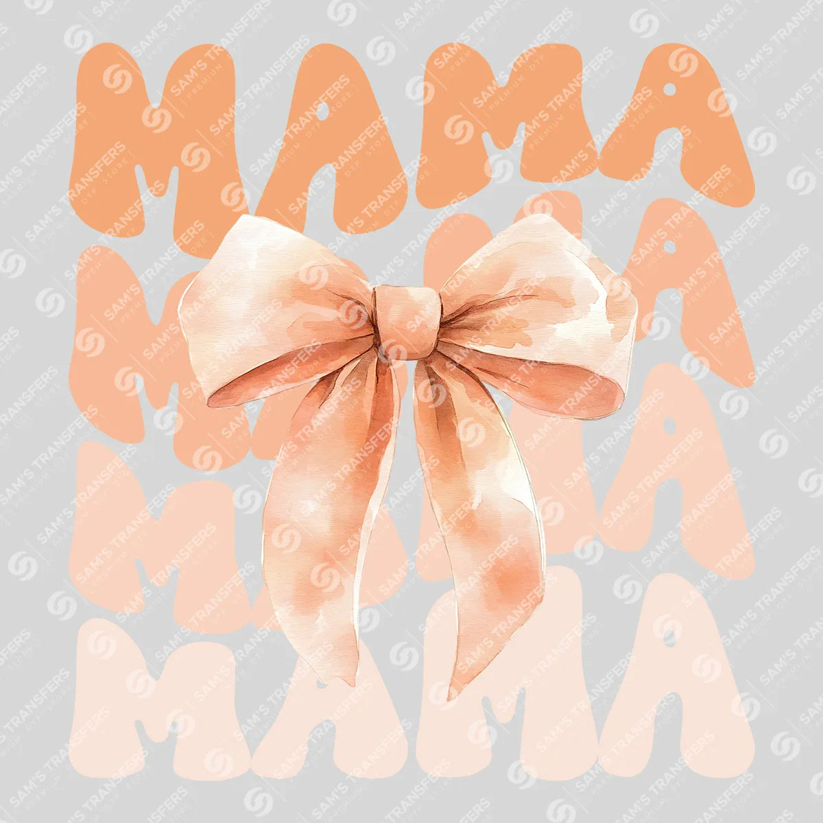 Apparel featuring a Tan Bow Mama-themed DTF transfer.