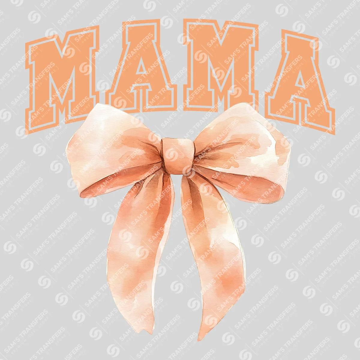 Apparel featuring a Varsity Mama Tan Bow-themed DTF transfer.
