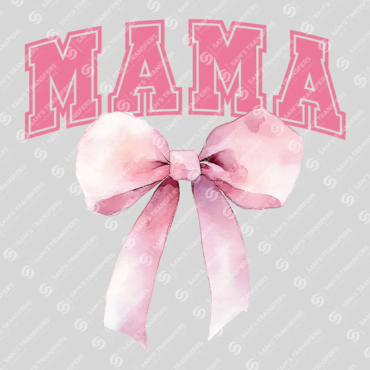 Apparel featuring a Varsity Mama Rose Bow-themed DTF transfer.