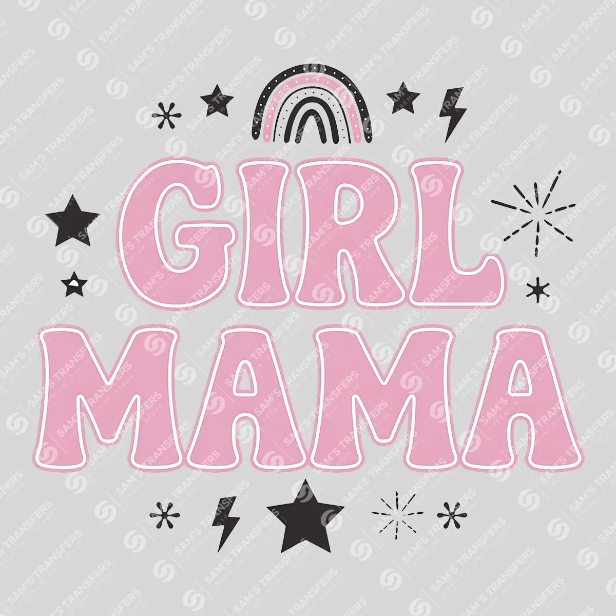 Apparel featuring a Girl Mama-themed DTF transfer.