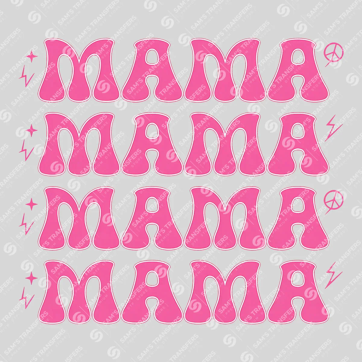 Apparel featuring a Pink Retro Mama-themed DTF transfer.