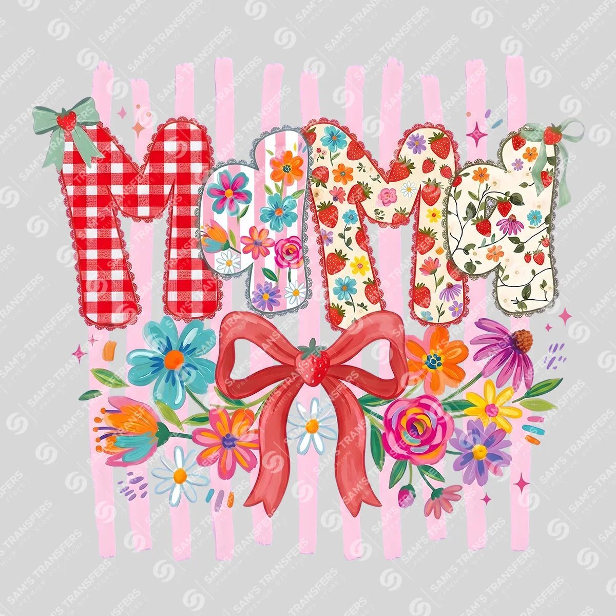 Apparel featuring a Floral Mama-themed DTF transfer.