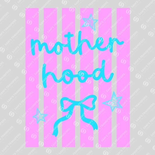 Apparel featuring a Coquette Motherhood-themed DTF transfer.