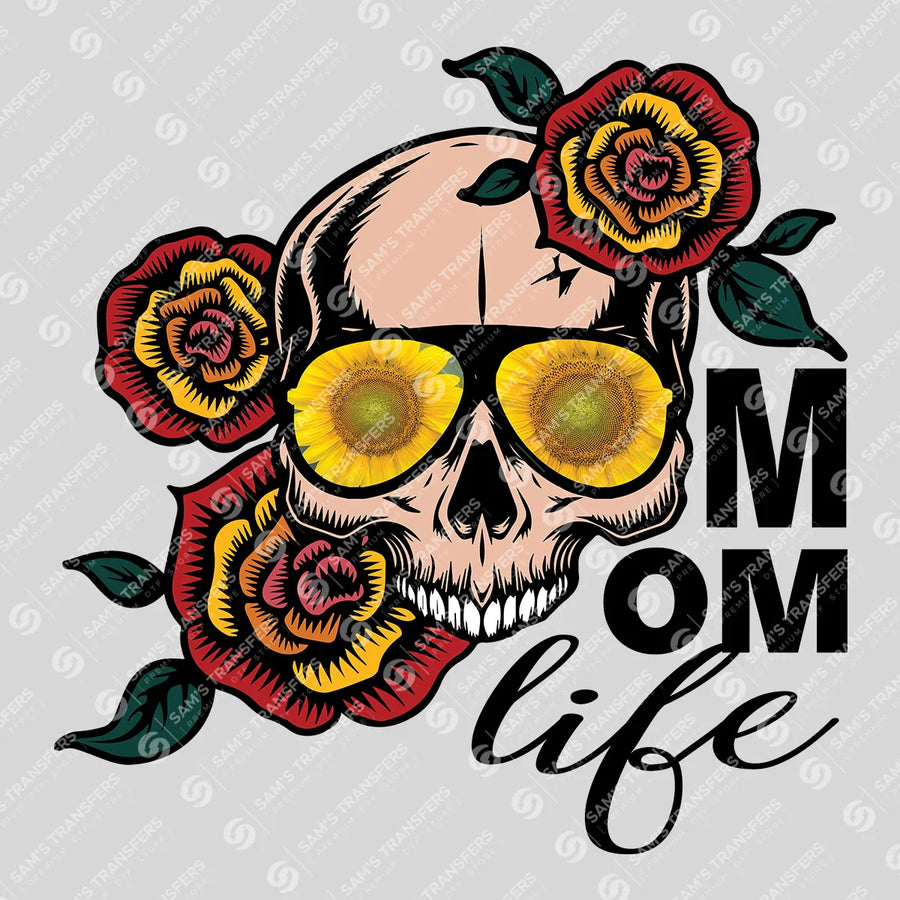 Floral Skull Mom Life Ready-to-Press DTF Transfer | SAT07242