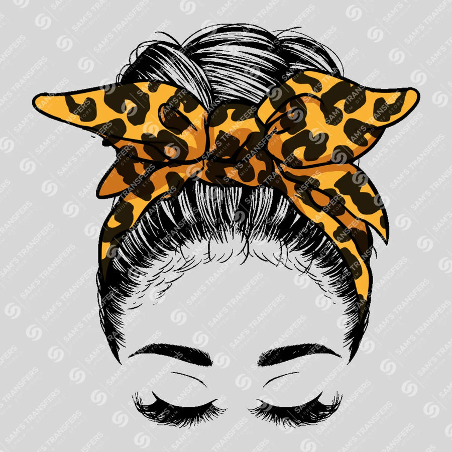 Leopard Bandana Messy Bun Ready-to-Press DTF Transfer | SAT07278