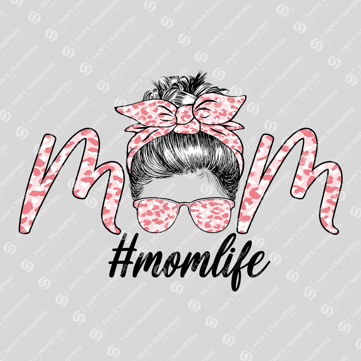 Apparel featuring a Mom Leopard Bun-themed DTF transfer.