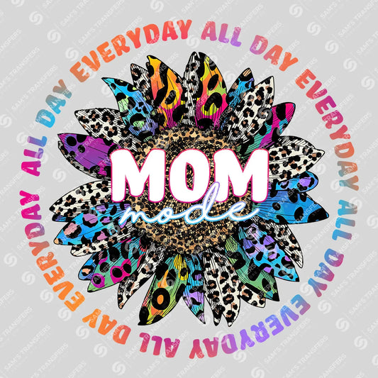 Apparel featuring a Mom Mode Everyday Sunflower-themed DTF transfer.