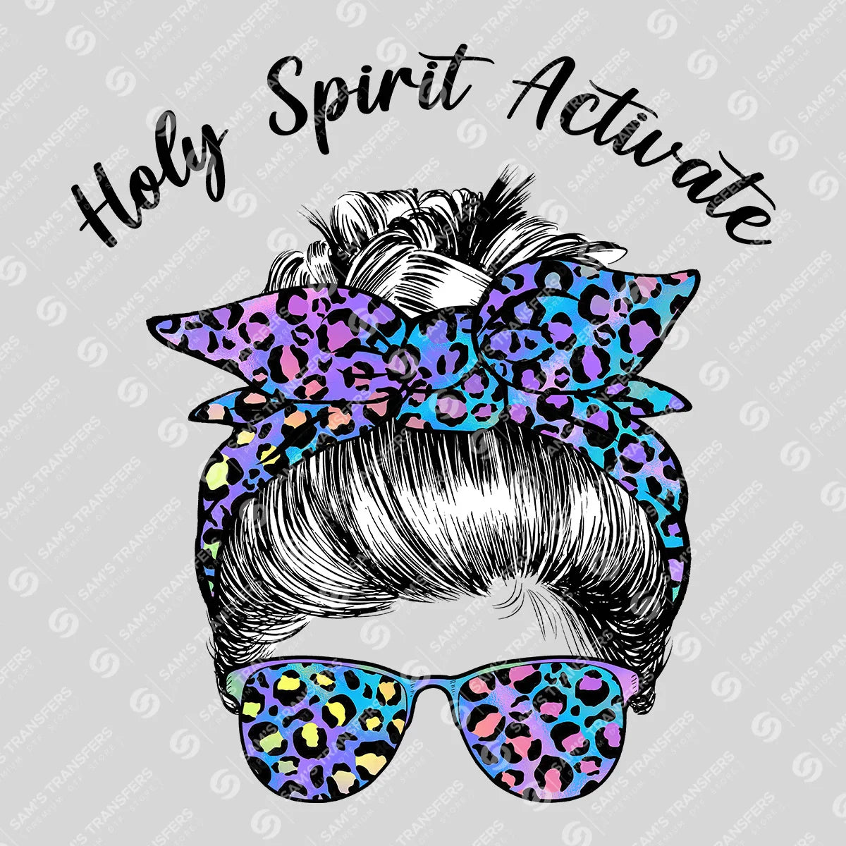 Apparel featuring a Holy Spirit Activate Rainbow-themed DTF transfer.