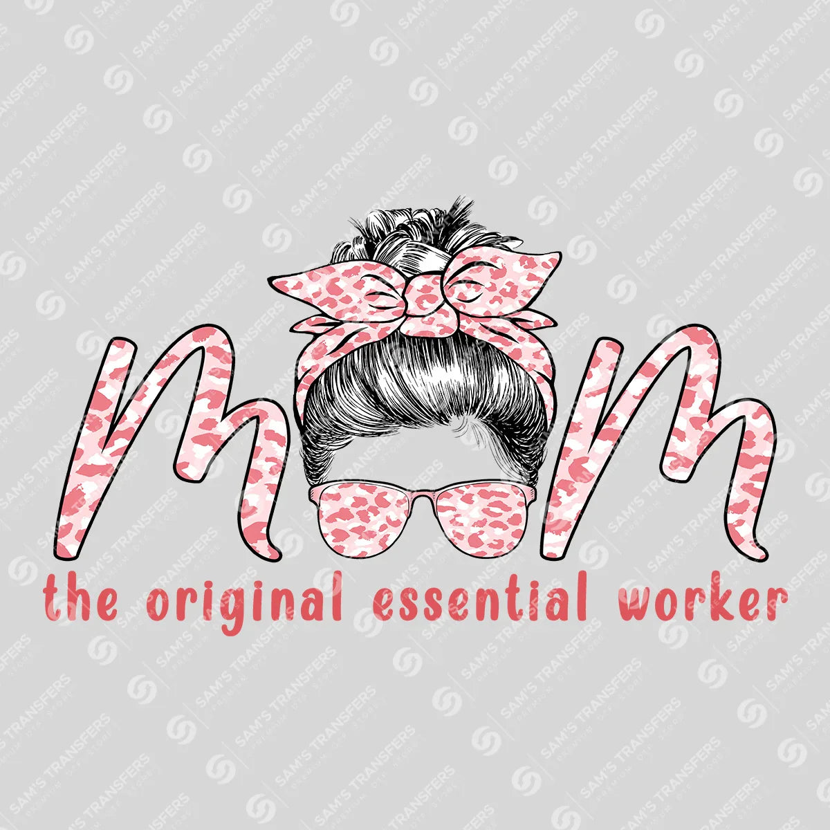 Apparel featuring a Mom Original Essential Worker Sketch-themed DTF transfer.