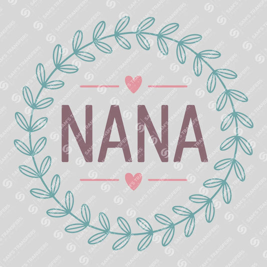 Apparel featuring a Nana Wreath-themed DTF transfer.