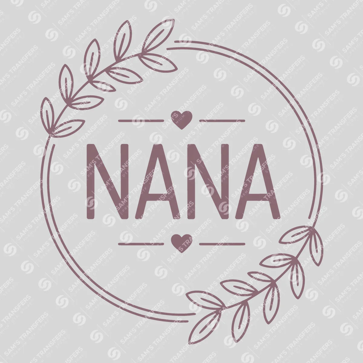 Apparel featuring a Nana Circle Wreath-themed DTF transfer.