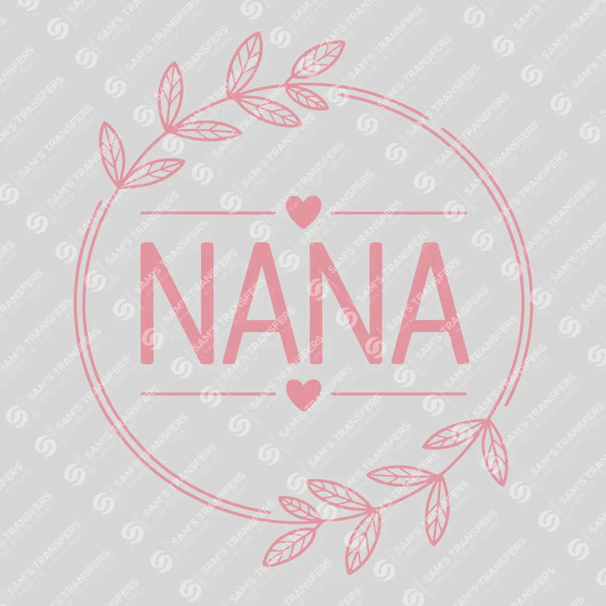 Apparel featuring a Nana Pink Wreath-themed DTF transfer.