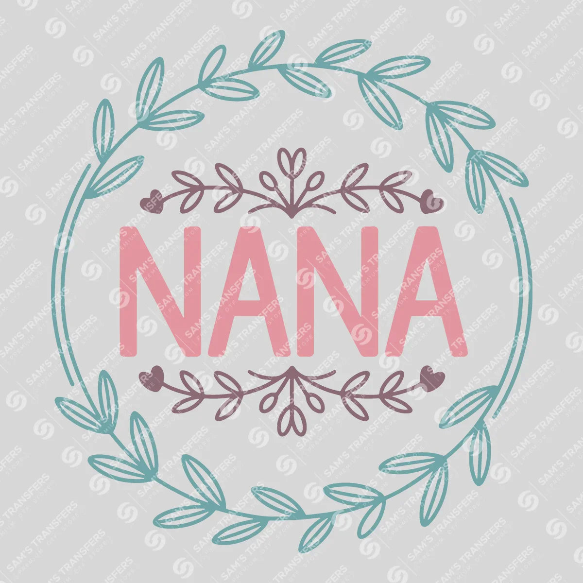 Apparel featuring a Nana Floral Wreath-themed DTF transfer.