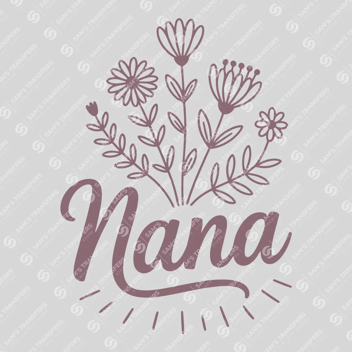 Apparel featuring a Wildflower Nana-themed DTF transfer.