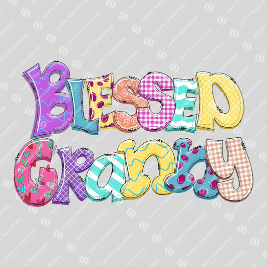 Apparel featuring a Blessed Granny-themed DTF transfer.