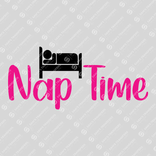Apparel featuring a Nap Time-themed DTF transfer.