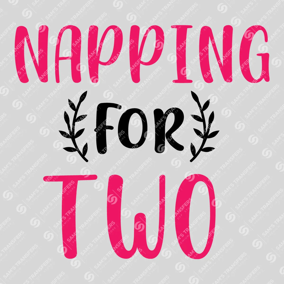 Apparel featuring a Napping for Two-themed DTF transfer.