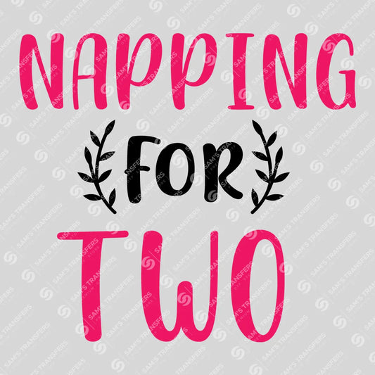 Apparel featuring a Napping for Two-themed DTF transfer.