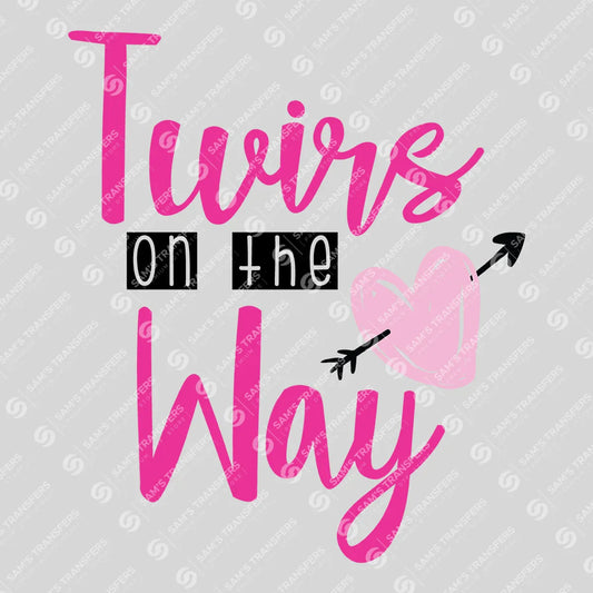 Apparel featuring a Twins on the Way-themed DTF transfer.