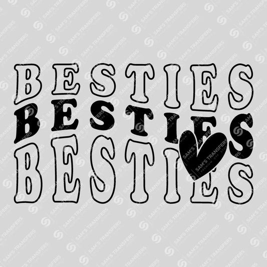 Apparel featuring a Besties Wavy Heart-themed DTF transfer.