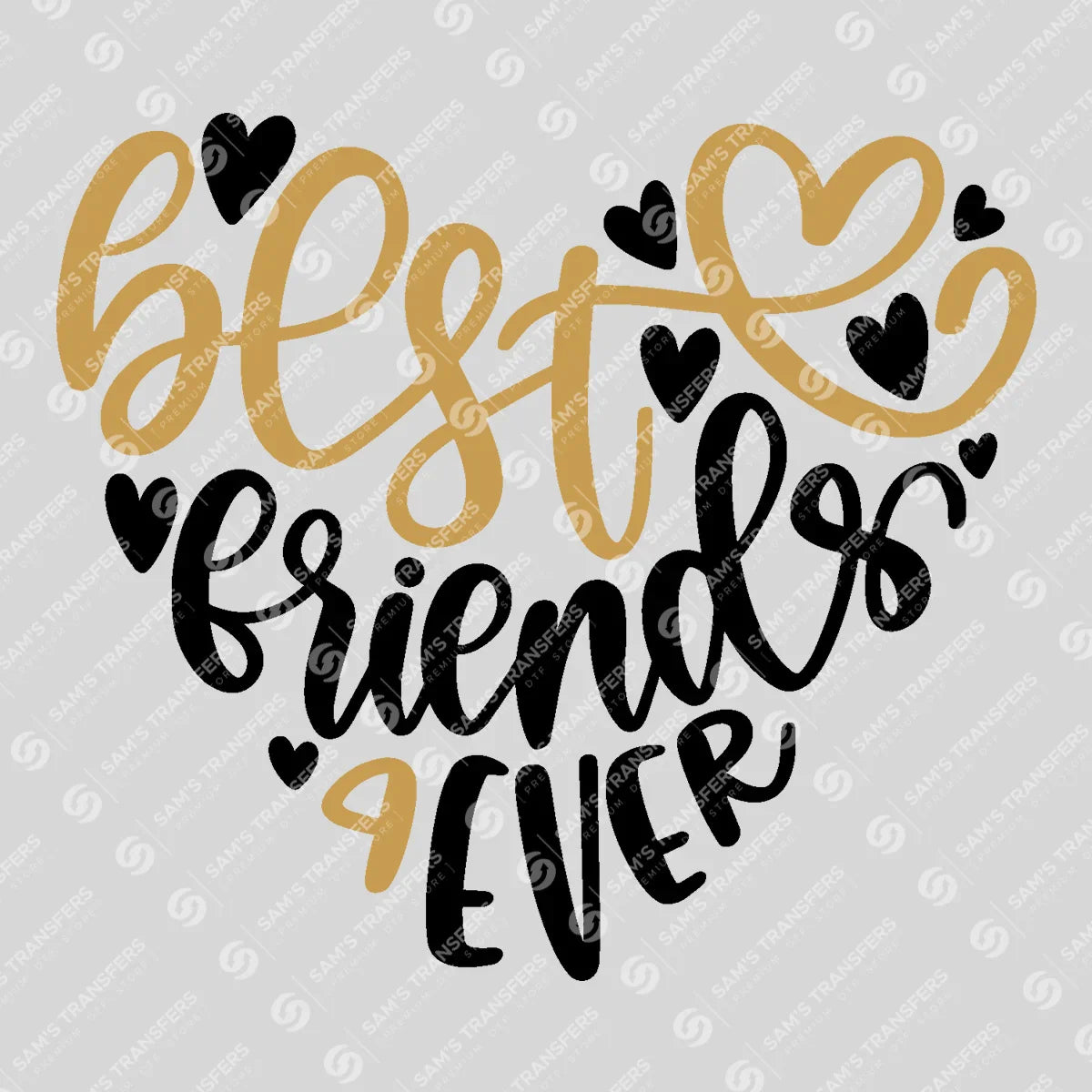 Apparel featuring a Best Friends Ever-themed DTF transfer.