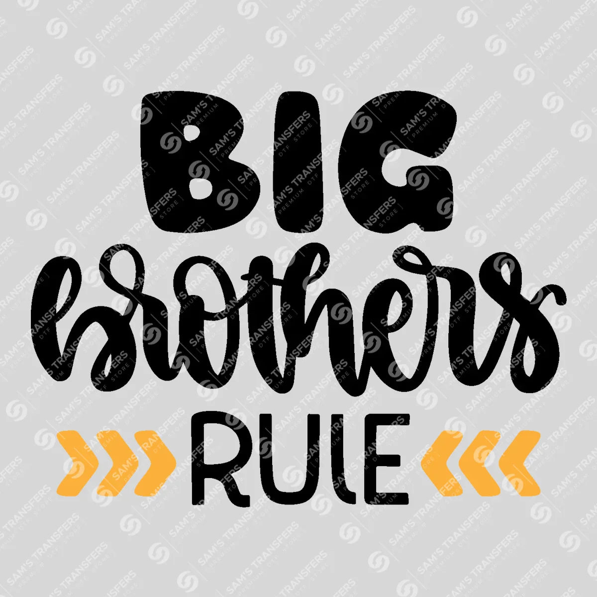 Apparel featuring a Big Brothers Rule-themed DTF transfer.