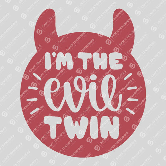 Apparel featuring a I'm the Evil Twin-themed DTF transfer.