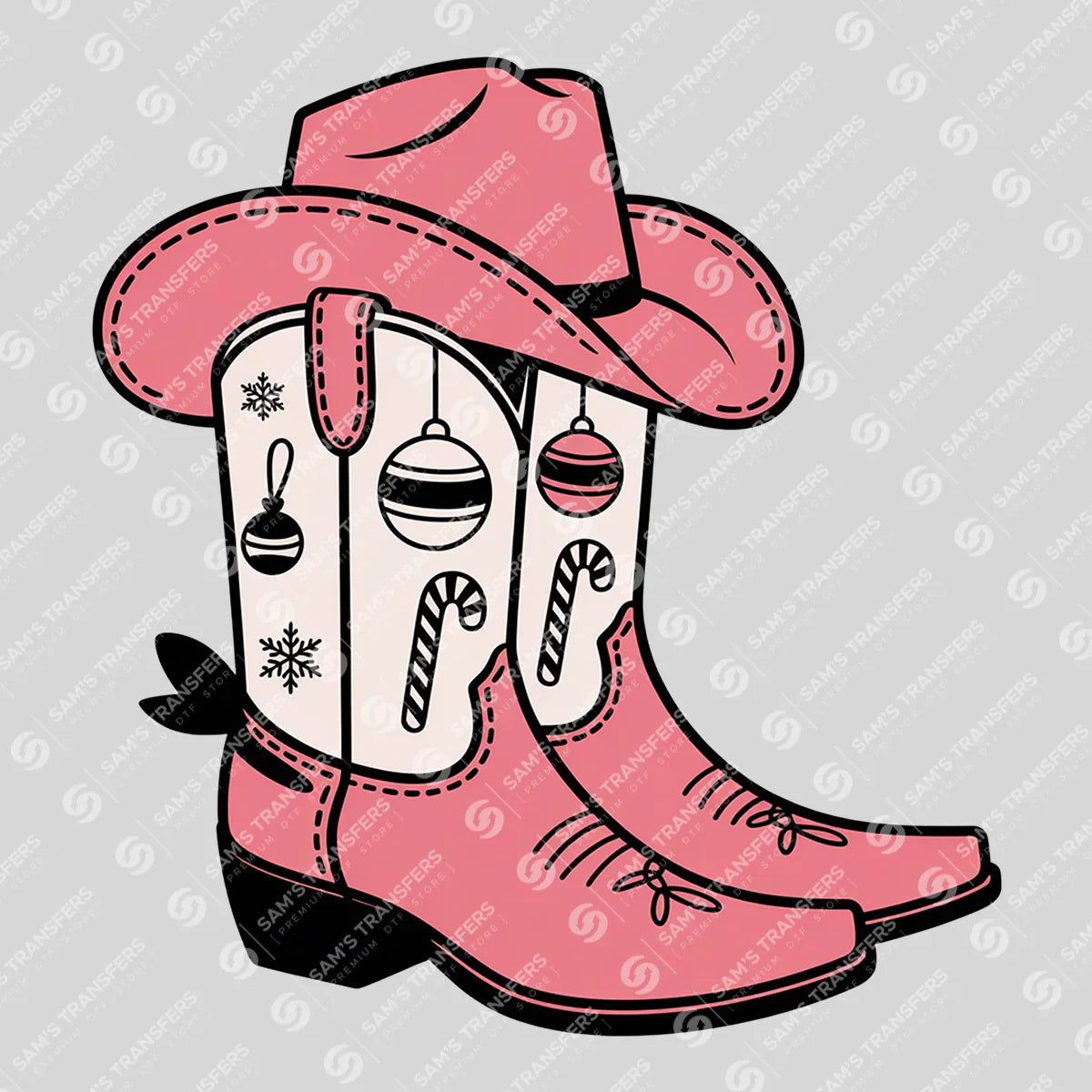 Apparel featuring a Pink Cowgirl Boots Ornament Tops-themed DTF transfer.