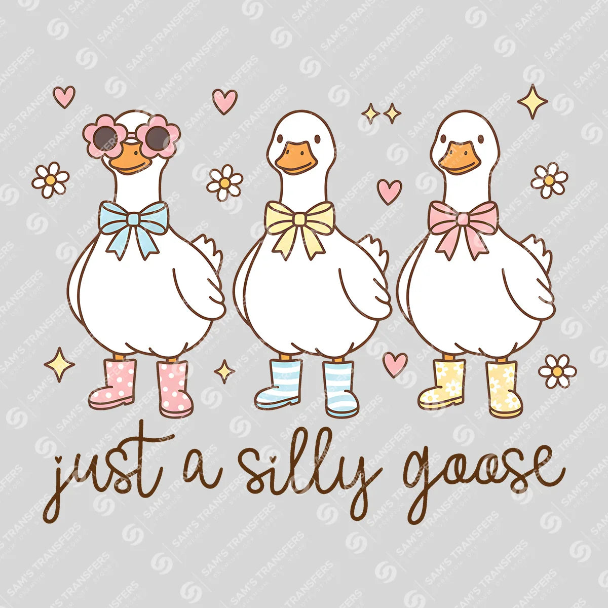 Apparel featuring a Just a Silly Goose-themed DTF transfer.
