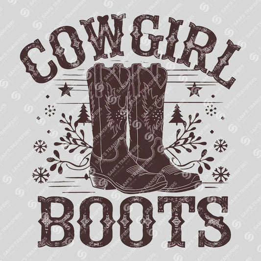 Apparel featuring a Cowgirl Boots Vintage-themed DTF transfer.