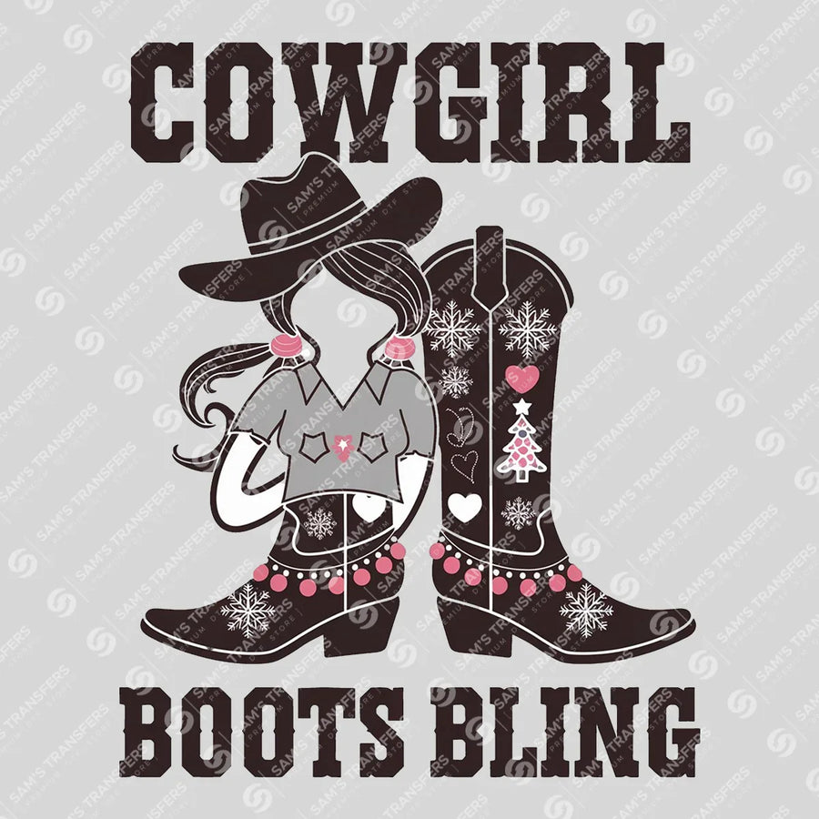 Cowgirl Boots Bling Ready-to-Press DTF Transfer | SAT07864