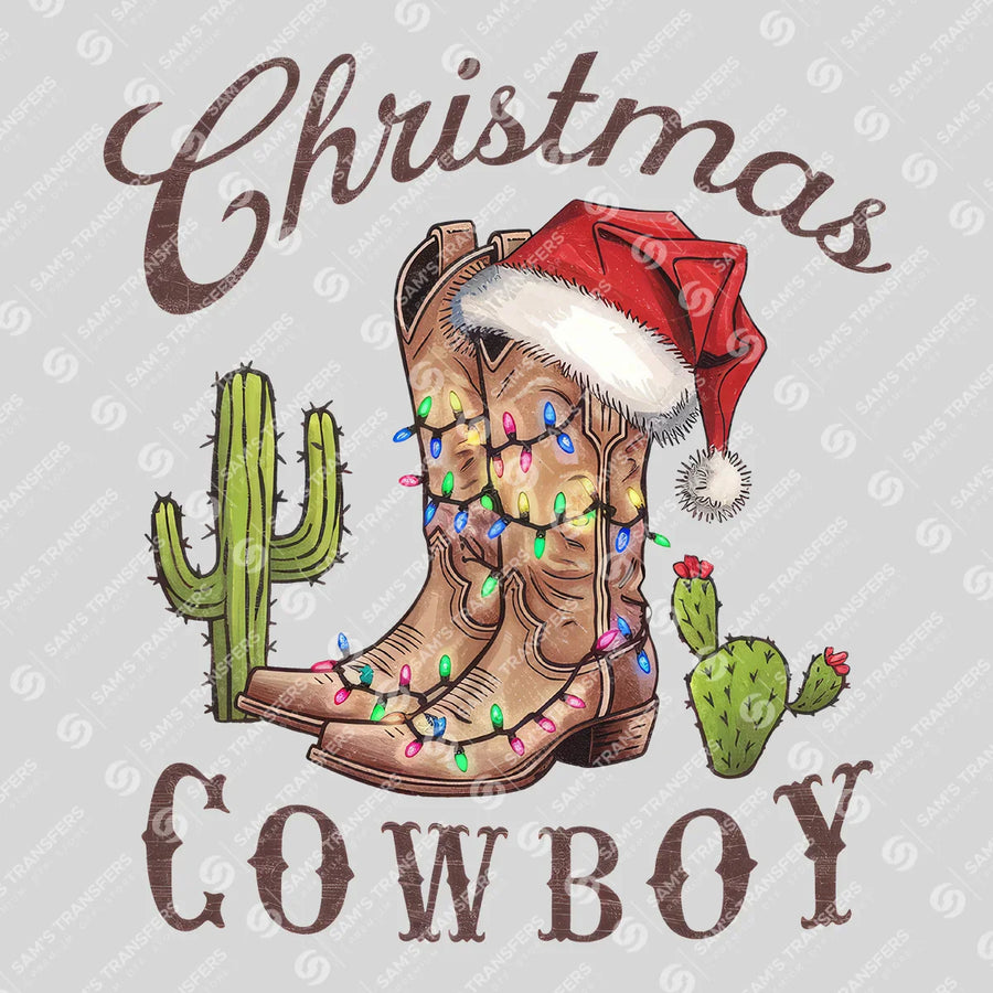 Christmas Cowboy Boot Ready-to-Press DTF Transfer | SAT07878