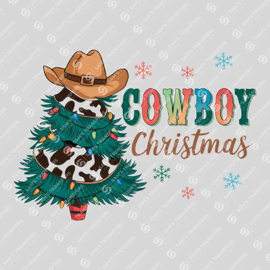 Cowboy Christmas Tree Ready-to-Press DTF Transfer | SAT07881