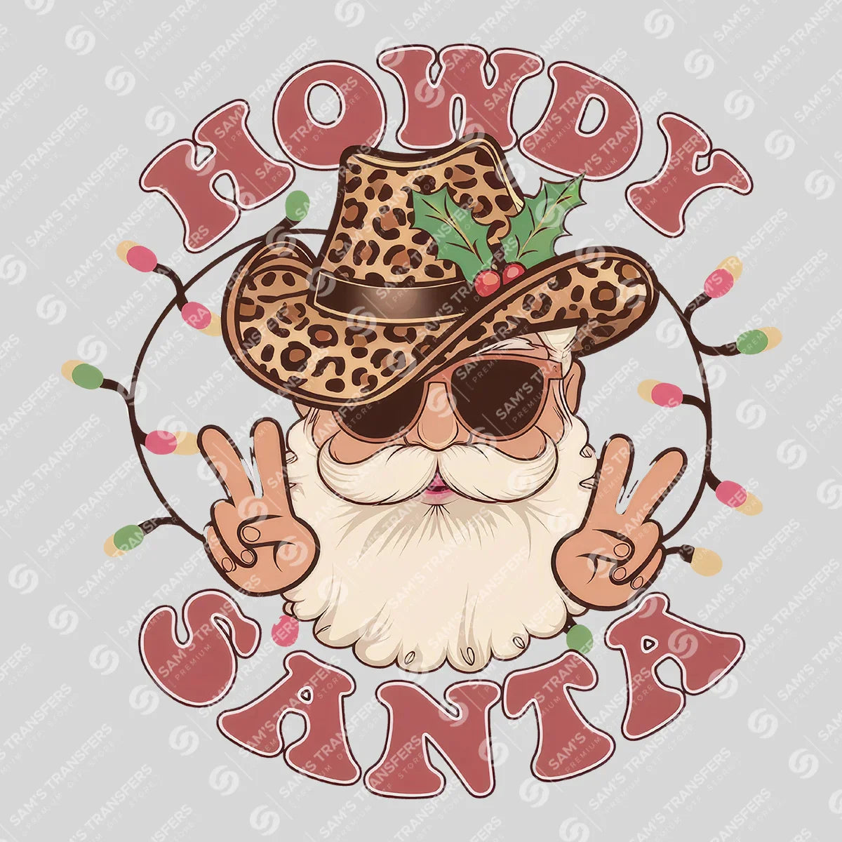Apparel featuring a Howdy Santa Cool-themed DTF transfer.