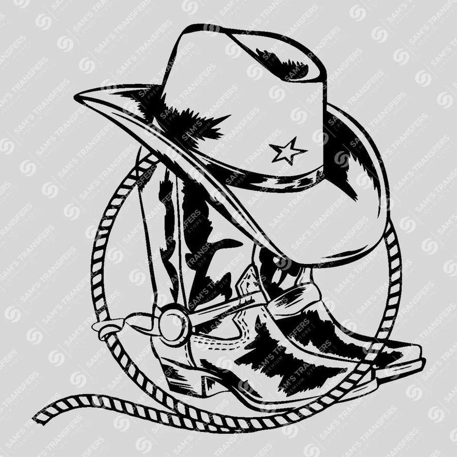 Cowboy Hat and Boots Ready-to-Press DTF Transfer | SAT07897
