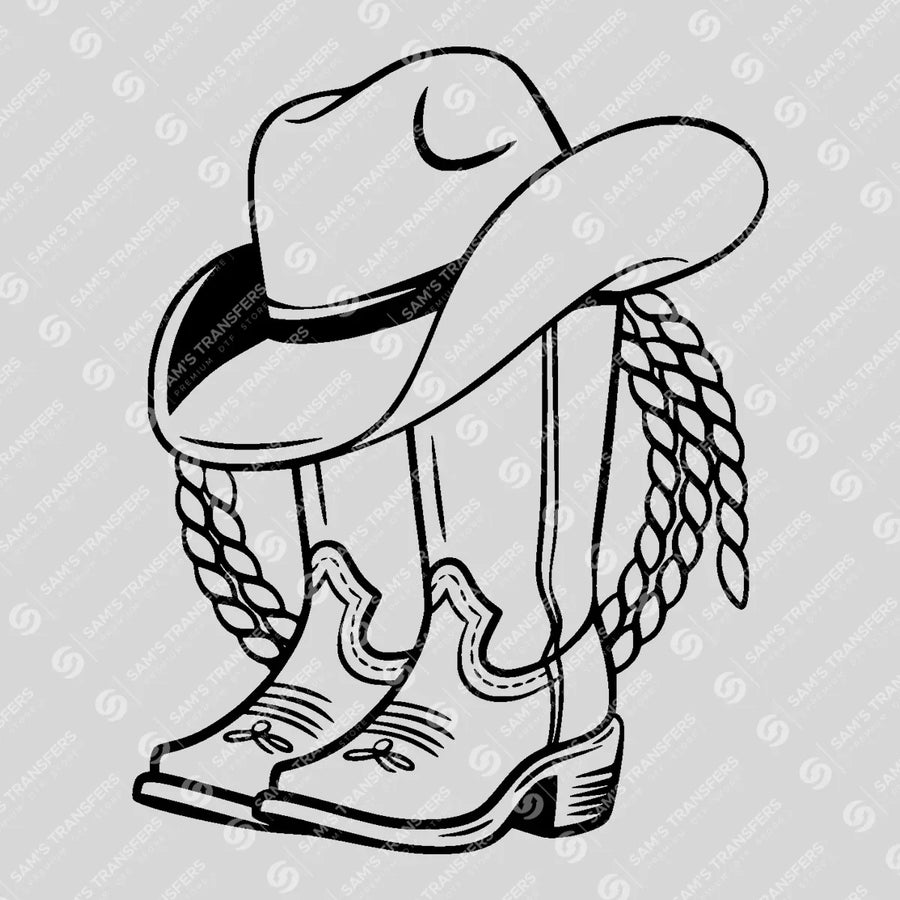 Cowboy Hat and Boots Rope Ready-to-Press DTF Transfer | SAT07898