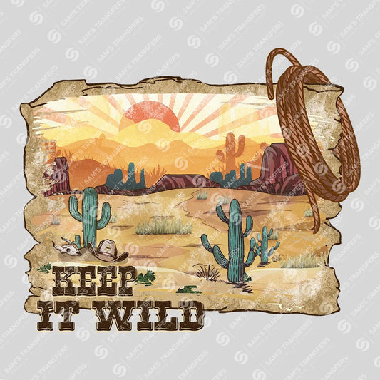 Apparel featuring a Keep It Wild-themed DTF transfer.