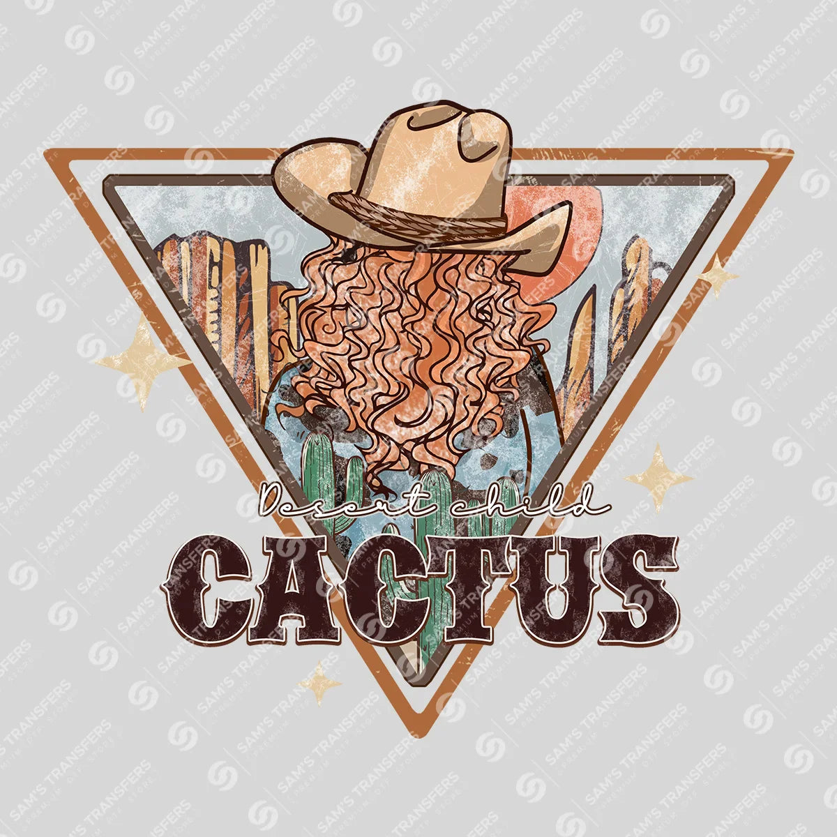 Apparel featuring a Cactus Cowgirl-themed DTF transfer.
