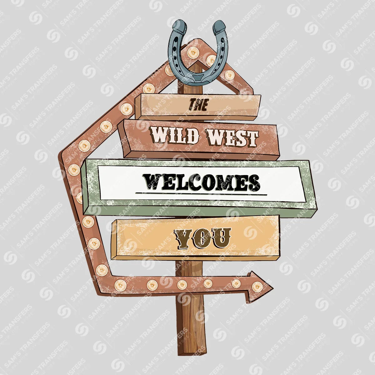 Apparel featuring a The Wild West Welcomes You-themed DTF transfer.