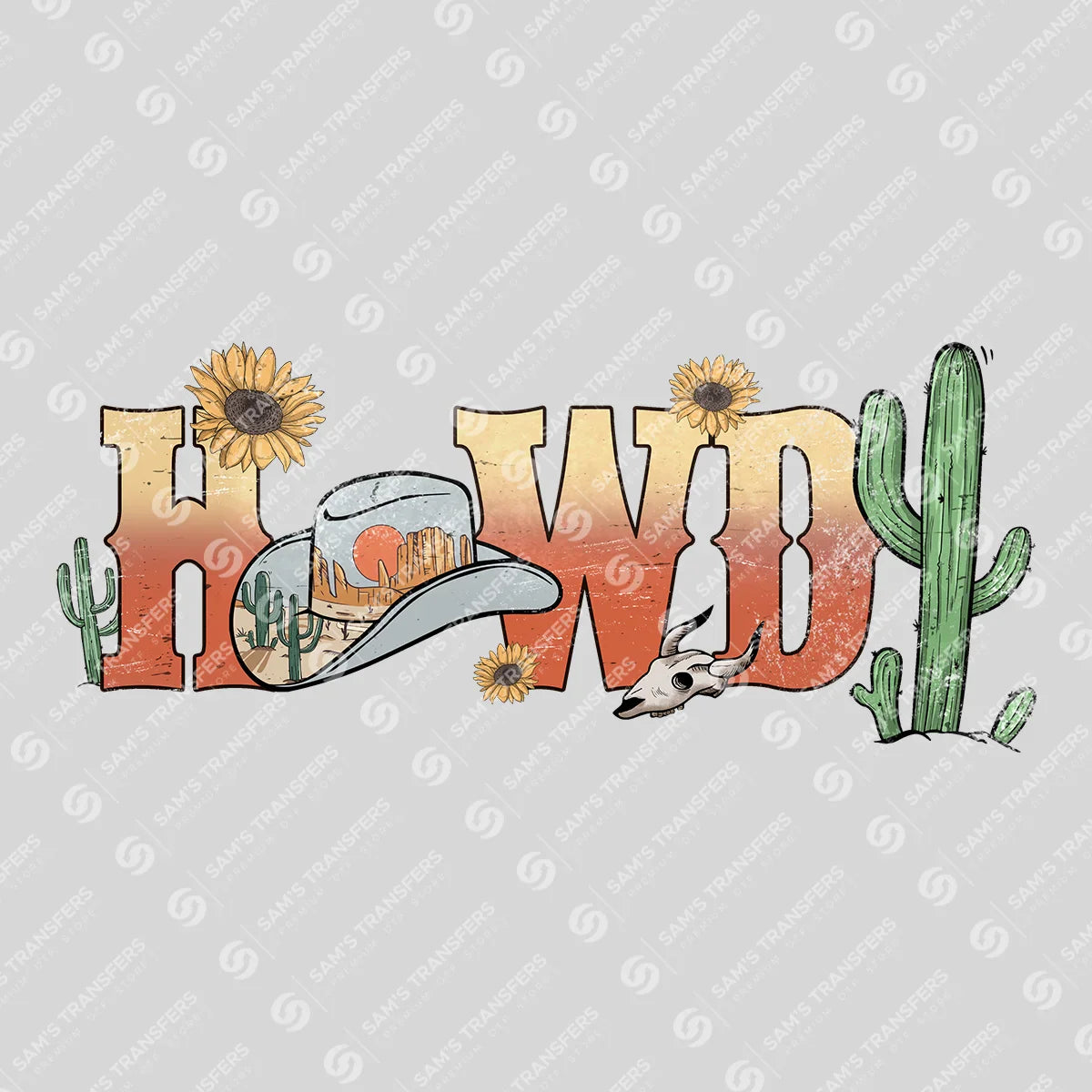 Apparel featuring a Howdy Desert Sunflowers-themed DTF transfer.