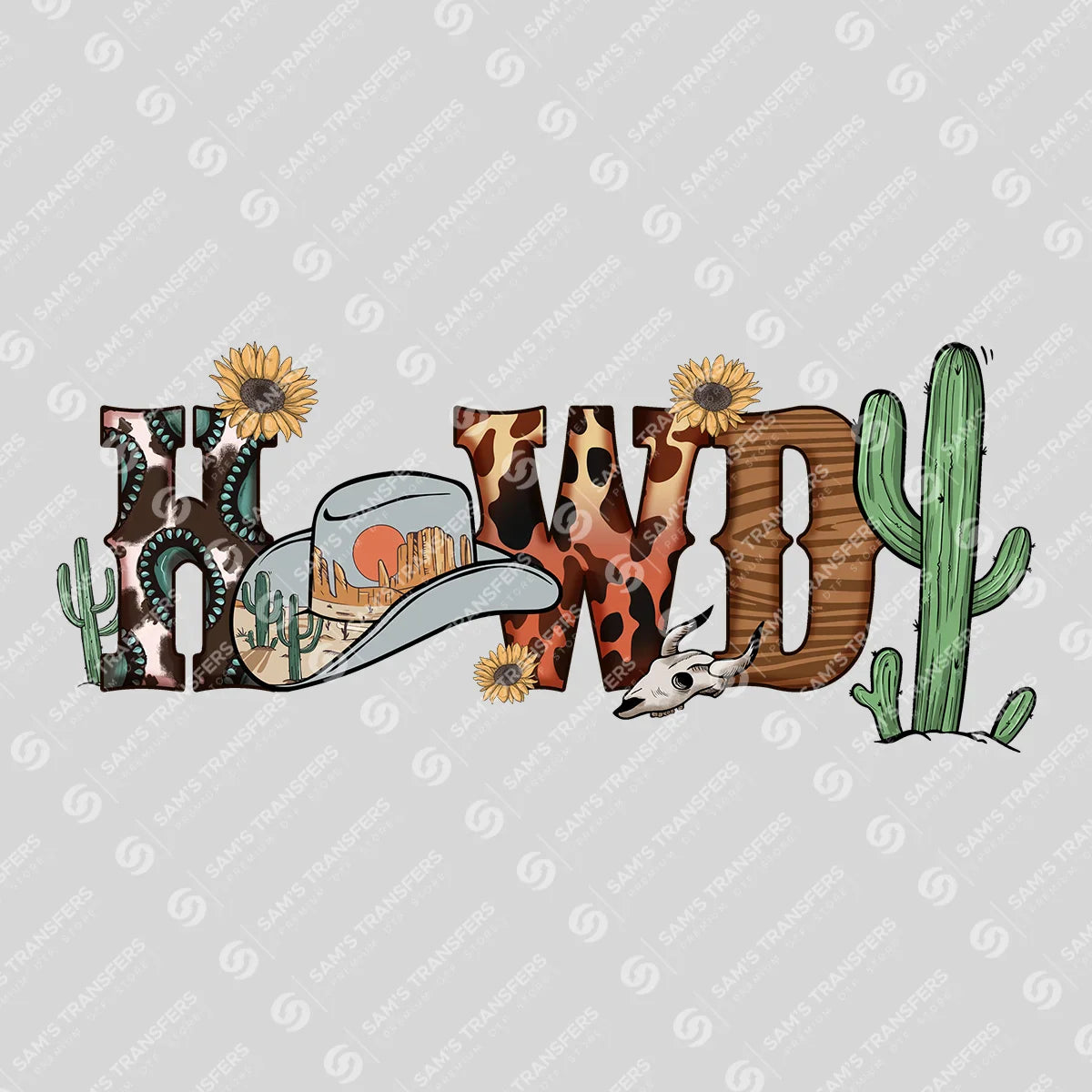 Apparel featuring a Howdy Leopard Turquoise-themed DTF transfer.