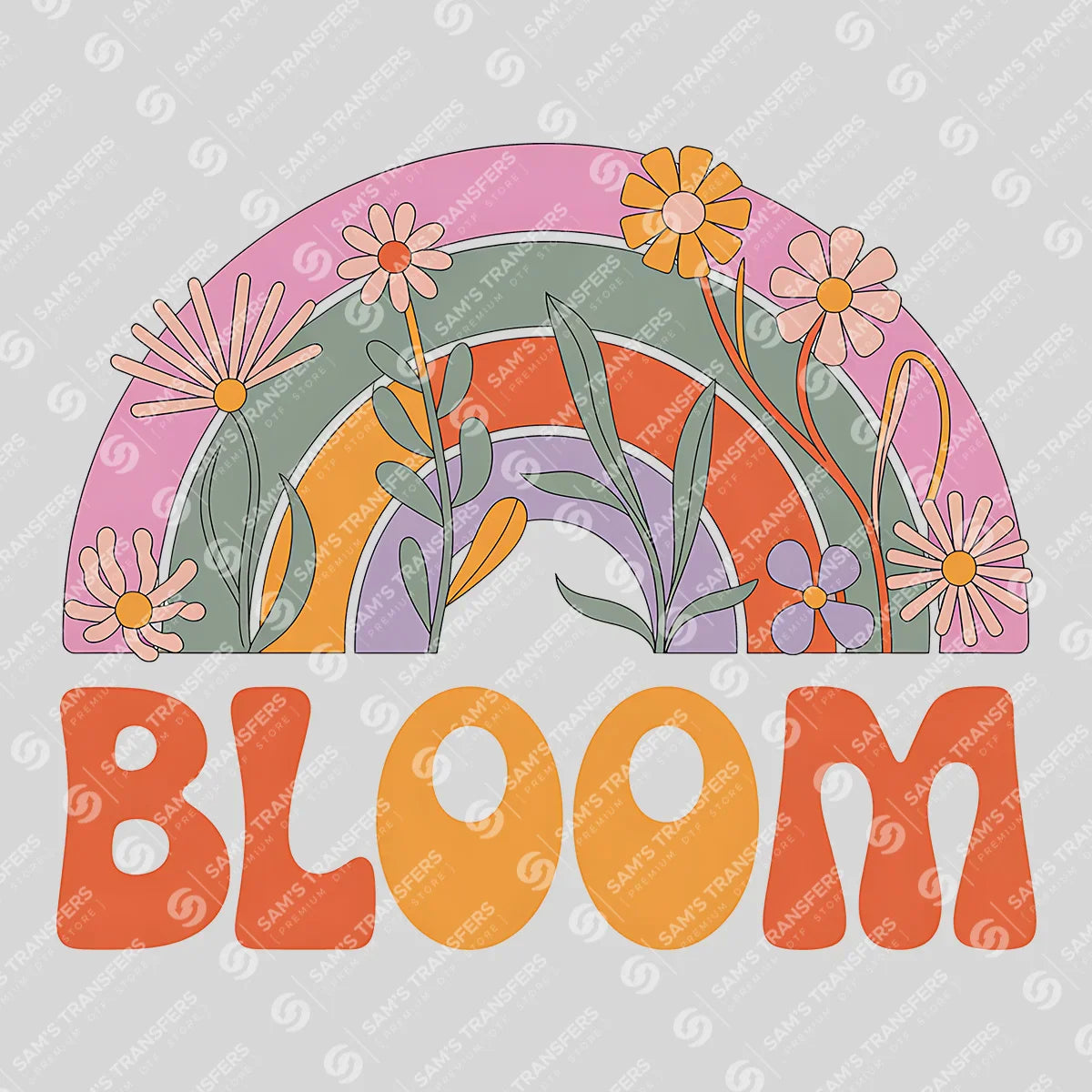 Apparel featuring a Bloom-themed DTF transfer.