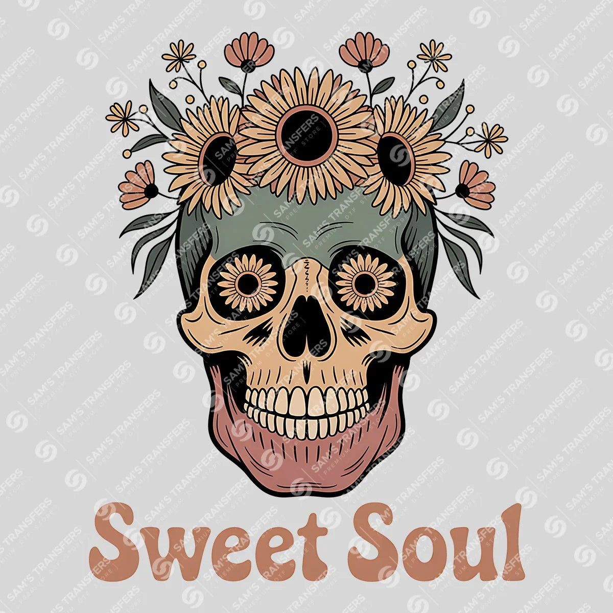 Apparel featuring a Sweet Soul Sunflower-themed DTF transfer.