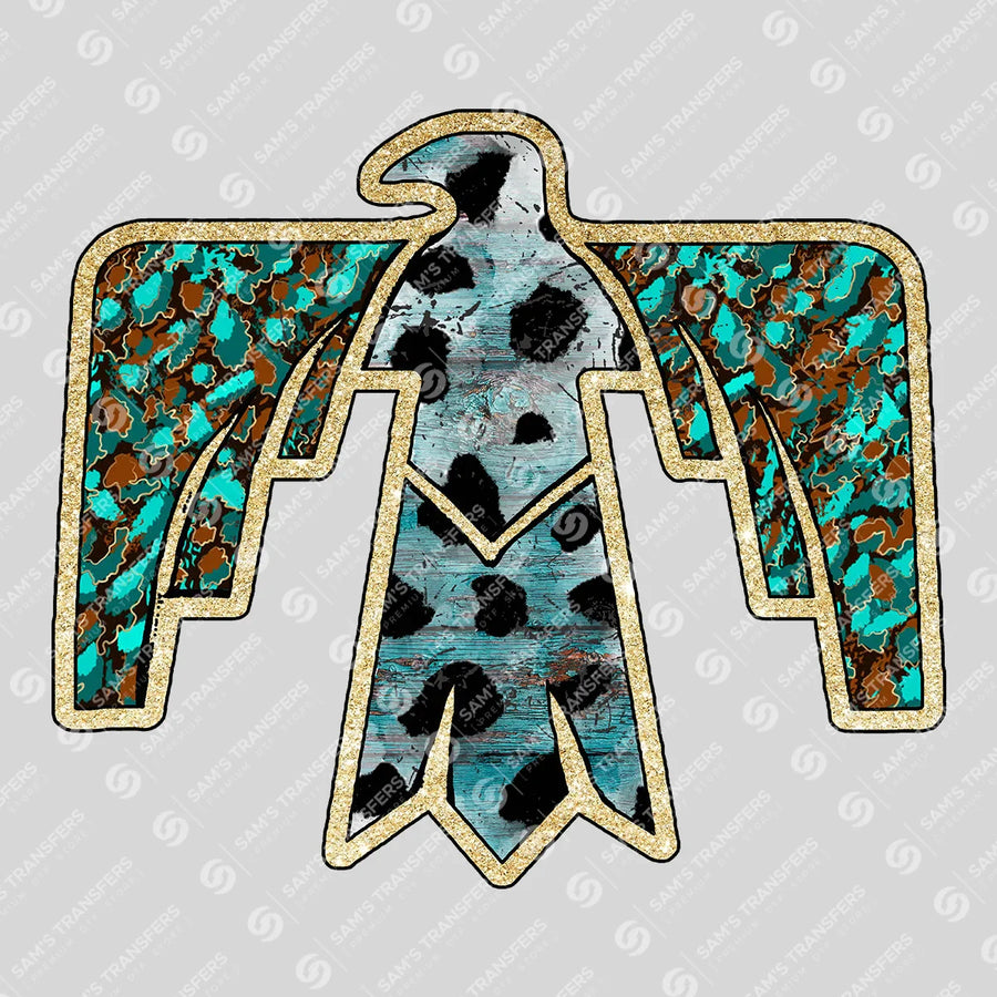 Turquoise Thunderbird Ready-to-Press DTF Transfer | SAT07979