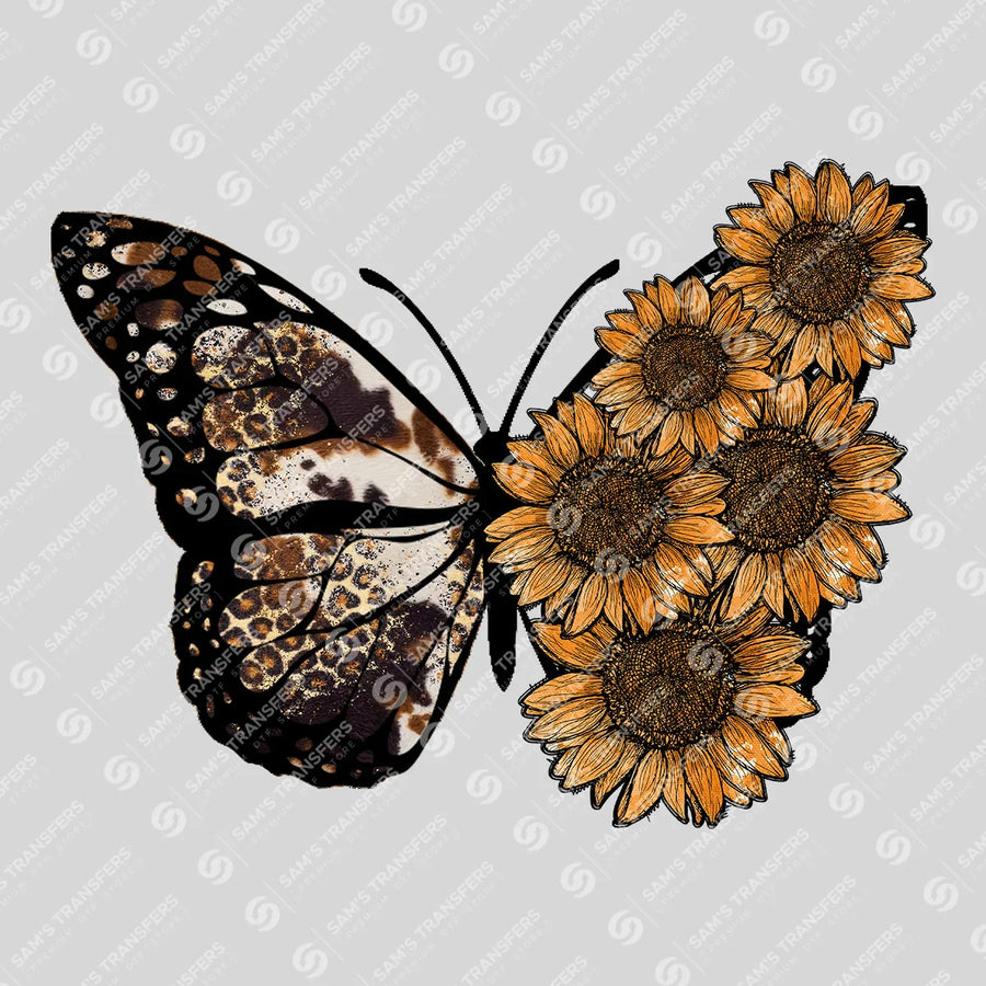 Butterfly Sunflower Half Ready-to-Press DTF Transfer | SAT07986