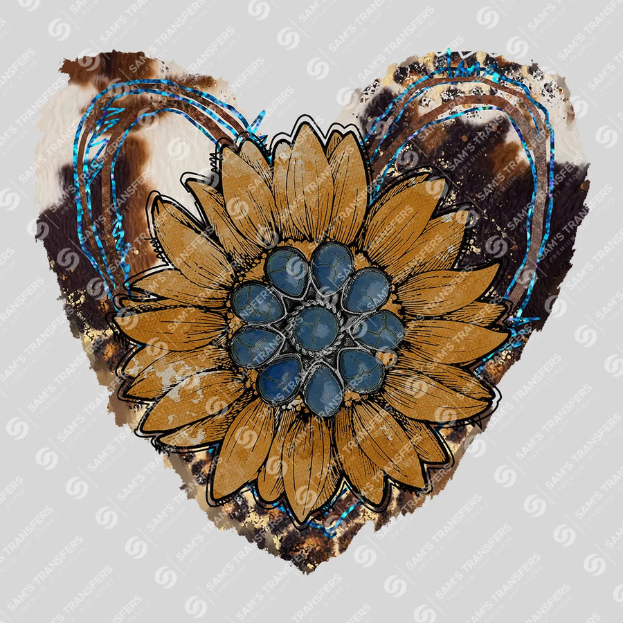 Sunflower Heart Western Ready-to-Press DTF Transfer | SAT07987