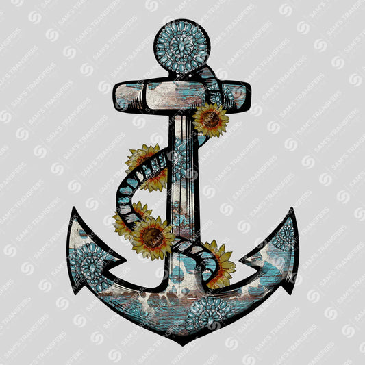 Apparel featuring a Sunflower Anchor Turquoise-themed DTF transfer.