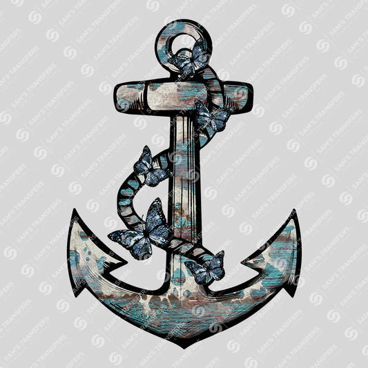 Apparel featuring a Turquoise Anchor Butterflies-themed DTF transfer.