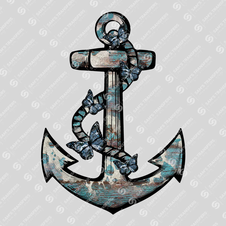 Turquoise Anchor Butterflies Ready-to-Press DTF Transfer | SAT07997